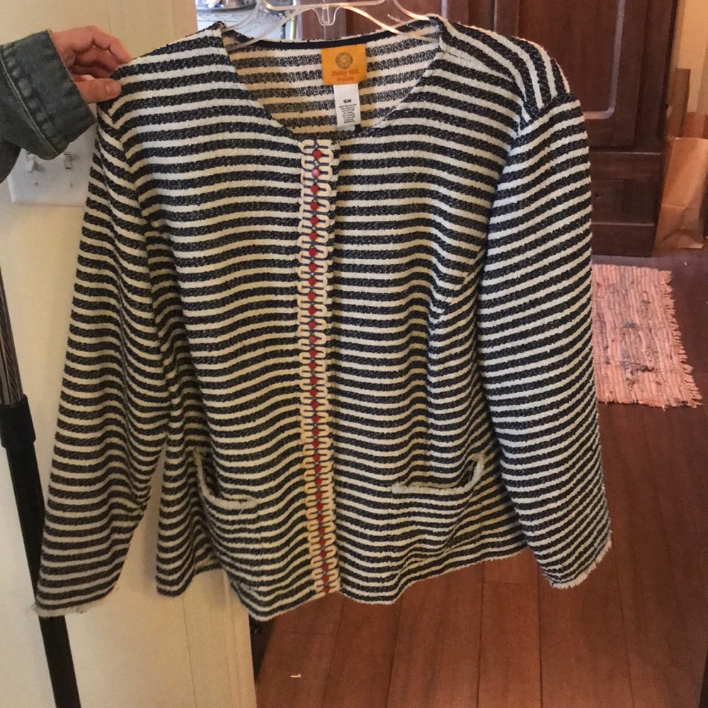Striped blazer, with red and white detailing